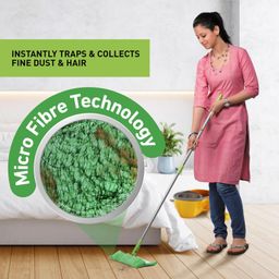 Scotch-Brite Multi-purpose Microfiber Flat Mop with 1 extra refill for Dry & Wet Cleaning, 360 degree Rotating head and Telescopic handle, suitable for Floor, Glass, Ceiling and Walls (Green) image 2