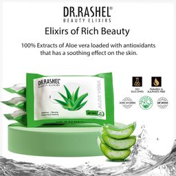 DR.Rashel Aloe Vera Pack of 2 Face Wipes, Enriched with goodness of Glycerin and Aloe Vera Extract | For Multi purpose use | Gives Refreshing and Glowing Skin.(25 pc x 2) image 5
