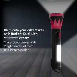 wipro Radiant Dual Light LED Torch, Black & Red, Standard|Rechargeable Emergency Light | ABS Plastic| Dual Mode - Torch and Side Light|Li Ion Battery image 4