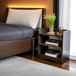yookeer Modern Bedside Table with 3 Shelves,Bed Side Table Wooden Organizer Stand/Home Decor Table/Coffee Table/End Table/Side Table for Bedroom/End Table for Living Room 40.6 x 25.4 x 50.8 cm, Dark Brown image 1