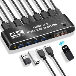 MICROWARE 2x2 HDMI kvm switch 4K 60Hz Dual Monitor KVM HDMI Extended Display USB KVM Switcher 2 in 2 out for 2 Computers Share 2 Monitors image 2