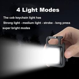 DOTCOM COB Keychain Light,Rechargeable Led Small Flashlight 500 Lumens Bright 4 Light Modes Pocket Emergency Work Light with Corkscrew & Magnet Base for Indoor Outdoor Use (Yellow-Pack 1) image 4