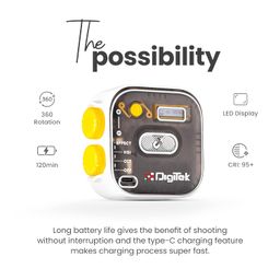 digitek DIGITEK® (LED-D10W RGB) 10W Portable Multi Color Mini LED Video Light with 3 Color Modes, 360° Rotation, Magnetic Absorption, 2500-9000K Color Temperature, 2Hrs Battery Life, Camera & Tripod Mountable image 5