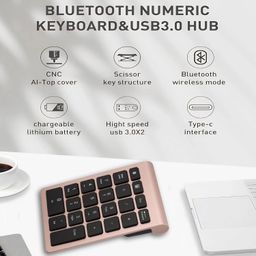 BONKZEBU Number Pad,Comfortable Feel Fast Rebound Speed Mini Keyboard,Wireless Ultra Thin Digital Numeric Keypad, with 5.0 (Rose Gold) image 2