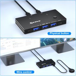 USB 3.2 Switch 2 Computers USB C, 10Gbps USB Switcher Selector for PC Laptop Keyboard Mouse Webcam USB-microphone, with 2 USB C-C cables image 5