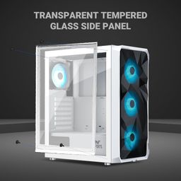 Ant Esports ICE- 112 Mid- Tower Computer Case/Gaming Cabinet - White | Support ATX, Micro-ATX, ITX | Pre-Installed 3 Front Fans & 1 Rear Fan image 3