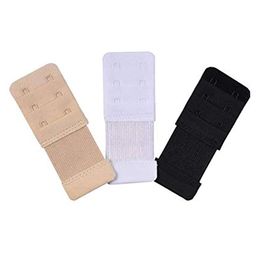 begorgeous Women's 2 Hooks - 3 Eye Bra Hook Extender with Extra Elastic (Black, White, Beige) -Combo of 3 image 1