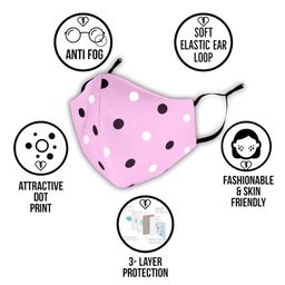 subhusha Kid's Cotton Dot Print Reusable & Washable& Breathable Skin Friendly Soft Cotton Face Mask with Adjustable Earloops Melt Blown and Without Valve Filter (Multicolour,Free Size) image 2