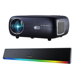 E Gate K9 Pro-Max 6X Automatic Projector with 24watt Sound bar (C222-3600 mAh Battery) | 600 ISO Lumens & 1200fc | Full HD 1080p Native | Auto (Focus + Keystone) | Android 13 | HDMI, USB, WiFi & BT image 1