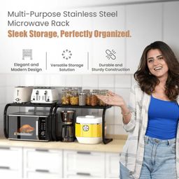 HomeEssentials Multipurpose Microwave Stand - Space Saving Storage Shelf/Kitchen Rack for OTG, Oven, Mixer & Storage/Durable & Rust-Resistant Countertop Organizer for Home & Kitchen image 2