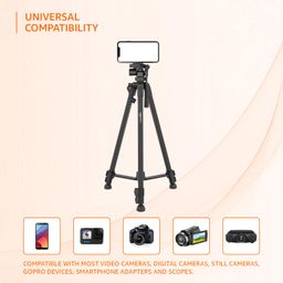 Amazon Basics 60 inch Professional Tripod with Phone Holder & 360° Rotating Ball Head | Extendable Height (53-151.5 cm) | Includes Carry Bag | for DSLR Camera & Smartphone image 3