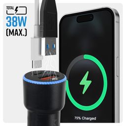 ZEBRONICS CC2018 38 Watts Car Charger, Dual Output (USB + Type C), Rapid Charge, Compact Design, with Over Current & Short Circuit Protection (Black) image 2
