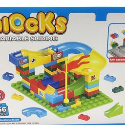generic 66 PCS Sliding Track Blocks with Ball - Variable Sliding Marble Race Building Blocks Toy for Kids | Fun 66 PCS Set of Sliding Track Blocks for Creative Play & Building Exciting Marble Races image 1