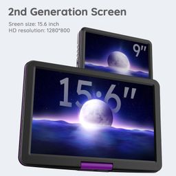 boifun 17.5" Portable DVD Player with 15.6" Large HD Screen, 6 Hours Rechargeable Battery, Support USB/SD Card/Sync TV and Multiple Disc Formats, High Volume Speaker, Purple image 2