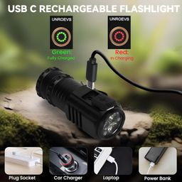 Friza LED Flashlight 20000 Lumens Rechargeable Torch Light, USB C Charging, High Lumens 4 Modes Pocket Flashlight with Clip, Magnetic Flashlight for EDC, Camping, Hiking, Emergency (High Power Torch) image 5