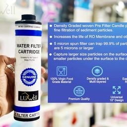LUXWELL 9” Inch Pre Filter Candle/Cartridge for Water Purifier/RO - MLT Candle - Outer Filter- Spun Filter - Thread Filter/Cartridge for Aquaguard,Livpure, Outer Filter - Pack of 5 image 4