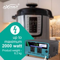 axvolt 2000W Elite Digital 220v/230v to 110v/120v stepdown voltage converter stepdown transformer for US appliances used in India with Thermal Reset Switch image 2