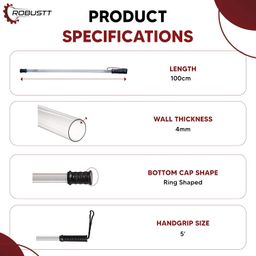 Robustt Polycarbonate Security Stick (Pack of 1) High Impact resistance, Durable, Light weight, Scratch proof, Anti Slip Bottom Security Stick/Walking Cane image 2