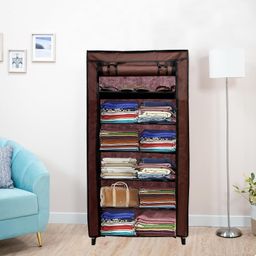 RAXON WORLD 6 Layer Brown Space-Saver Collapsible Wardrobe: Maximize Your Space with Style image 3