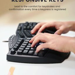 perixx PERIBOARD-512B Ergonomic Split Keyboard – Full-Size Wired USB Keyboard with Palm Rest and 7 Multimedia Hotkeys – 3D Curve Design for RSI Relief – Black, US English image 4