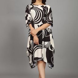 gnd art studio Multicolour Knee Length Kaftan in Soft Silk with Exclusive Digital Print and 3/4th Sleeves Perfect for Resort Wear and Beach Days image 2