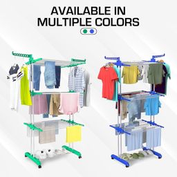 Peng Essentials Megadry Cloth Drying Stand| Perfect Use for Balcony and Indoor Laundry Racks| Cloth Dryer Stand for Drying Clothes|Cloth Hanging Drying Stand, 3-Level, (Blue) image 2