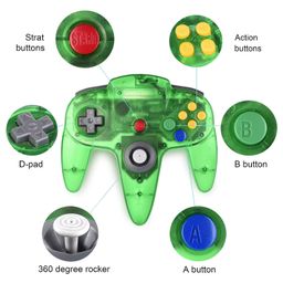 4 Pack Classic 64 Controller, miadore Wired N64 Controllers with Upgraded Joystick (Non PC USB Version) (Black/Clear Green/Clear Blue/Clear Orange) image 3