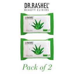 DR.Rashel Aloe Vera Pack of 2 Face Wipes, Enriched with goodness of Glycerin and Aloe Vera Extract | For Multi purpose use | Gives Refreshing and Glowing Skin.(25 pc x 2) image 2