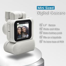 MENTAL GENTLE mini Camera Keychain for HD 1080p Nostalgic Retro Photos, Video Effects vlogging, Real with 1.4 in LCD Screen | 32 gb sd Card Portable Camera for Travel Study Recording (White) image 3