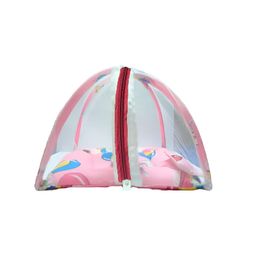 farmer king mat FKM Laddu Gopal Kanah ji Handcrafted Comfortable Bed/Bister/Singhasan with Mosquito Net and Pillows | Machardani for Krishna Ji | Laddu Gopal Bed, Jhula, Singhasan, Thakur ji Bed (Pink Printed) image 1