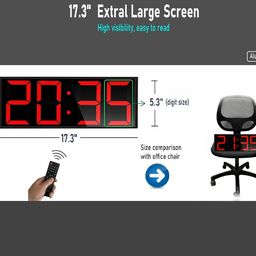 Boyiit 17.3'' Extra Large Home Gym Timer Clock, Programable Workout Interval Timer, Digital Wall Clock, with 7-Color Night Light, 8 Alarm Clocks, Calendar/Temperature, Countdown & Stopwatch (Red) image 3