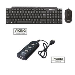 ZEBION Vikings Wired Keyboard Mouse Combo with Nano Receiver, Slim,Elegant and Ergonomic chiclet Design, Tested with Over 1 Million keystrokes and clicks,Durable Body and Pronto 101 USB hub image 2