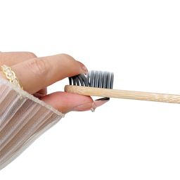 athelas Premium Set of 4 Charcoal Activated Bamboo Toothbrushes | Eco Friendly 100% Natural Toothbrush with Soft Bristles Manual Toothbrush Bamboo (Charco) image 3