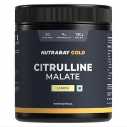 Nutrabay Gold Citrulline Malate 2:1 Supplement Powder - 120g, Lemon Flavor | Boosts Nitric Oxide, Pre Workout Amino Acid for Muscle Strength & Endurance image 1
