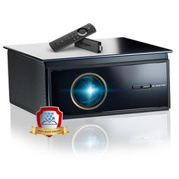 E GATE FireFlix 10X Dual OS Projector (Android+Free FTS) 100% Dust Free | 1000 ISO Lumens & 2100 FC, Native 1080p Projector & 4k Ultra HDR, 2HDMI with ARC, Bluetooth-Wifi6, 2GB+32GB, EGate image 1