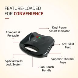 V-Guard VSG80 2 Slice Non-Stick Grill Electric Sandwich Maker | Fixed Non-Stick Griller Plates with Powerful 800 W Heating| Easy to Clean NS Greblon Coating | 1 Year Coverage by V-Guard image 5
