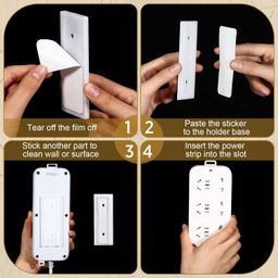 Hooipo Self Adhesive Power Strip Holder Surge Protector Fixator Wall Mount Punch Free Under Desk Cable Management for Remote Control Router Computer Home and Office Wall Plugin Holder (Pack of 3) image 3