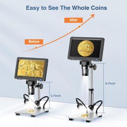 ETZIN Digital Microscope Extension Tube, 6inch Longer Extender Metal Pole for Larger View, View Entire Coin,Compatible with Model DM4 DM9 MS1 Most 4.3'',7'' Digital Microscopes EPL-1396IM image 5