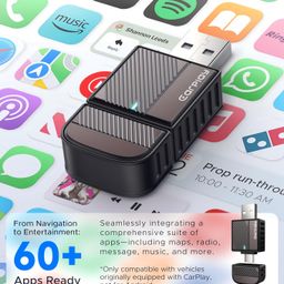 ByteWave CarPlay Wireless Adapter for Apple, Convert Wired to Wireless CarPlay Adapter for iPhone [Mini Size, USB-A & USB-C/Type-C, Plug&Play, No Delay], Compatible with Cars from 2016, Brown image 3