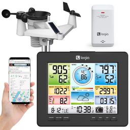 Logia 7-in-1 Wi-Fi Weather Station with Solar | Indoor/Outdoor Remote Monitoring System, Temperature Humidity Wind Speed/Direction Rain UV & More, Wireless Color Console w/Forecast Data, Alarm, Alerts image 1