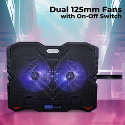 Zebronics NC5500D Powerful Laptop Cooler with Dual 125mm Fans, Silent Operation, Adjustable Fan Speed, Display, Controls, USB, 5 Step Retractable Stand and Mobile Holder image 2