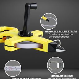 GION Distance Measurer Tape, Retractable Measuring Tape Tool With Winding Handle & Steel End Hook (1Pcs) (50 Meter) image 5