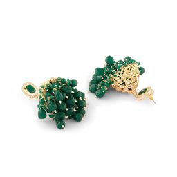 zaveri pearls Green Cluster Beads Stone Dazzling Austrian Diamonds Statement Jhumka Earring For Women-ZPFK18094 image 5