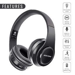 Adcom Luminosa - Wireless Bluetooth Over-Ear Stereo Headphone with RGB LED Lights, 15 Hours Battery Life, Passive Noise Cancellation, Built in Mic, and Equalizer Function (Black) image 2