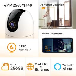 Imou 4MP Smart CCTV Security WiFi Camera for Home, 360° Coverage, AI Human Detection, Siren Alarm, Night Vision 10M, 2-Way Talk, Supports 256GB SD Card, WiFi & Ethernet Connection image 2
