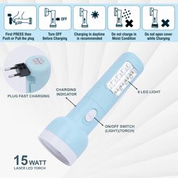 PESCA Rechargeable 25W+Tube Emergency Long Range Torch Search Light | High-Power LED Flashlight with Slide Charging Plug | Portable Searchlight for Outdoor, Camping, Power Cuts, image 5