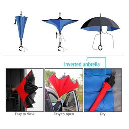 lipsa enterprise Double Layer Reverse Windproof Inverted UV Protection Big Straight Umbrella for Car Rain Outdoor with C-Shaped Handle (Multicolor) image 3