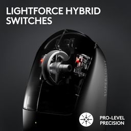 Logitech G PRO X Superlight 2 Lightspeed Wireless Gaming Mouse, Lightweight, LIGHTFORCE Hybrid Switches, Hero 2 Sensor, 32,000 DPI, 5 Programmable Buttons, USB-C Charging, PC & Mac - Black image 3