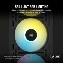Corsair AF120 RGB Slim, 120mm PWM Fluid Dynamic Bearing Fan Kit - Thin Profile for Small-Form Cases - Low-Noise - Up to 2000 RPM - 8 Addressable RGB LEDs - Dual Pack with Lighting Node CORE - Black image 5