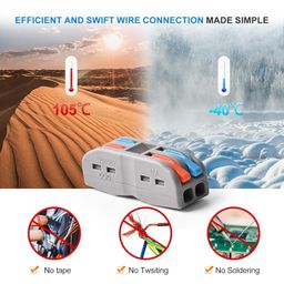 QBM 1 to 1 Inline Electrical Wire Connector kit for Quick Connect，1 Conductor Compact Wire Connectors Splicing Connectors for Circuit Inline Splices 28-12 AWG (2 TO 2, 5) image 3